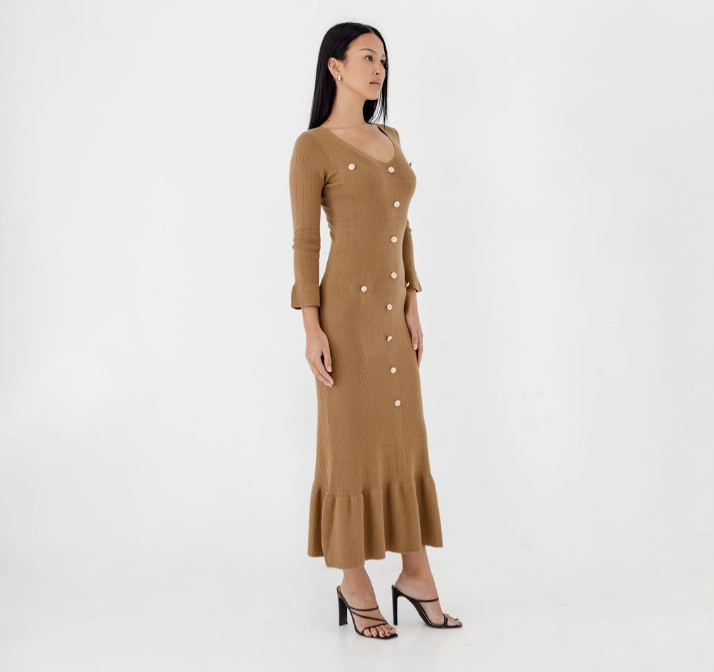 Knit Maxi Dress - Tan