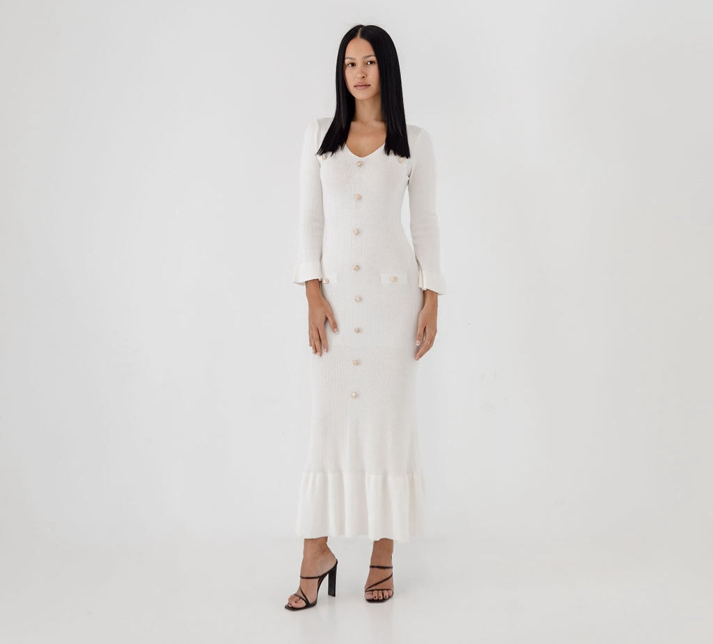 Knit Maxi Dress - White