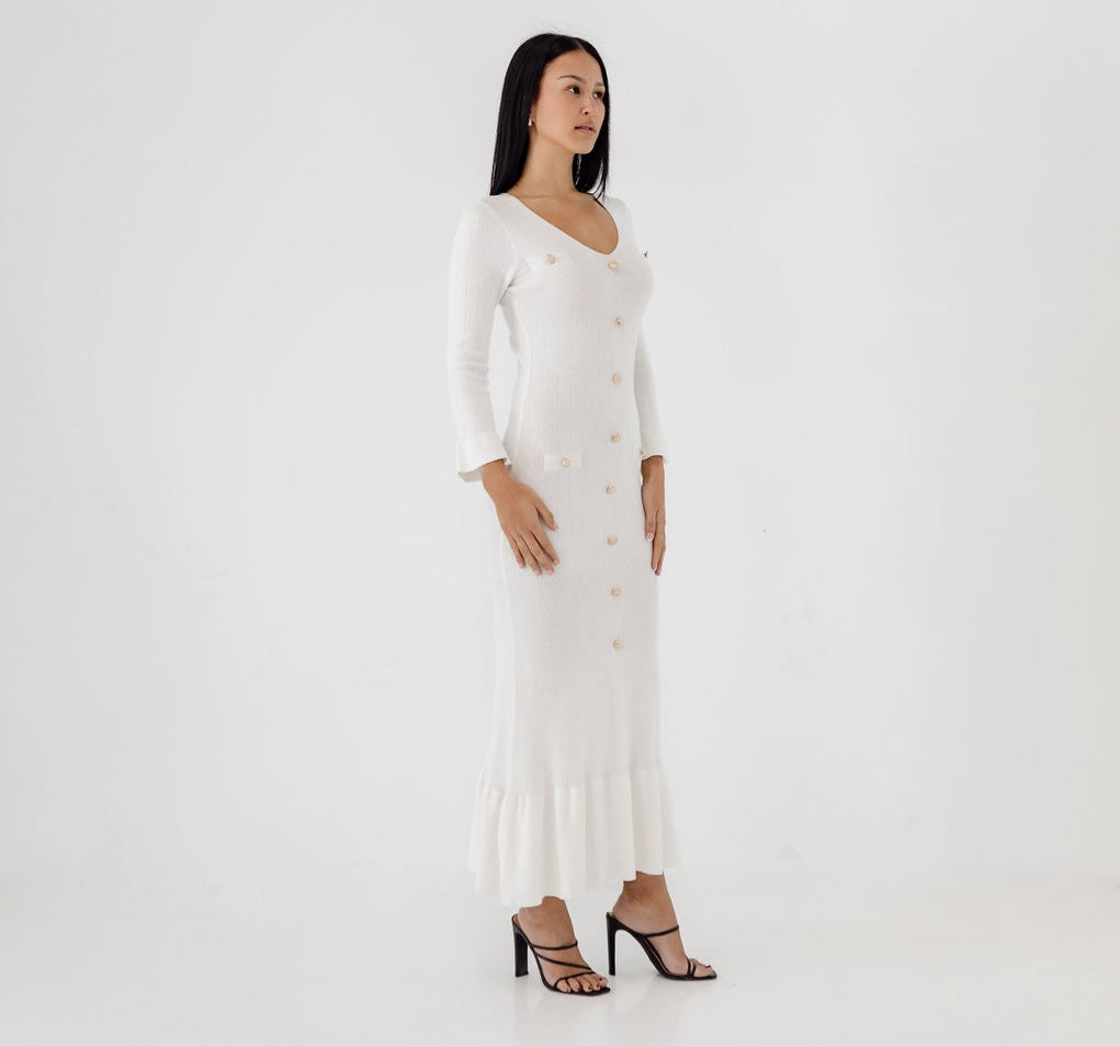 Knit Maxi Dress - White